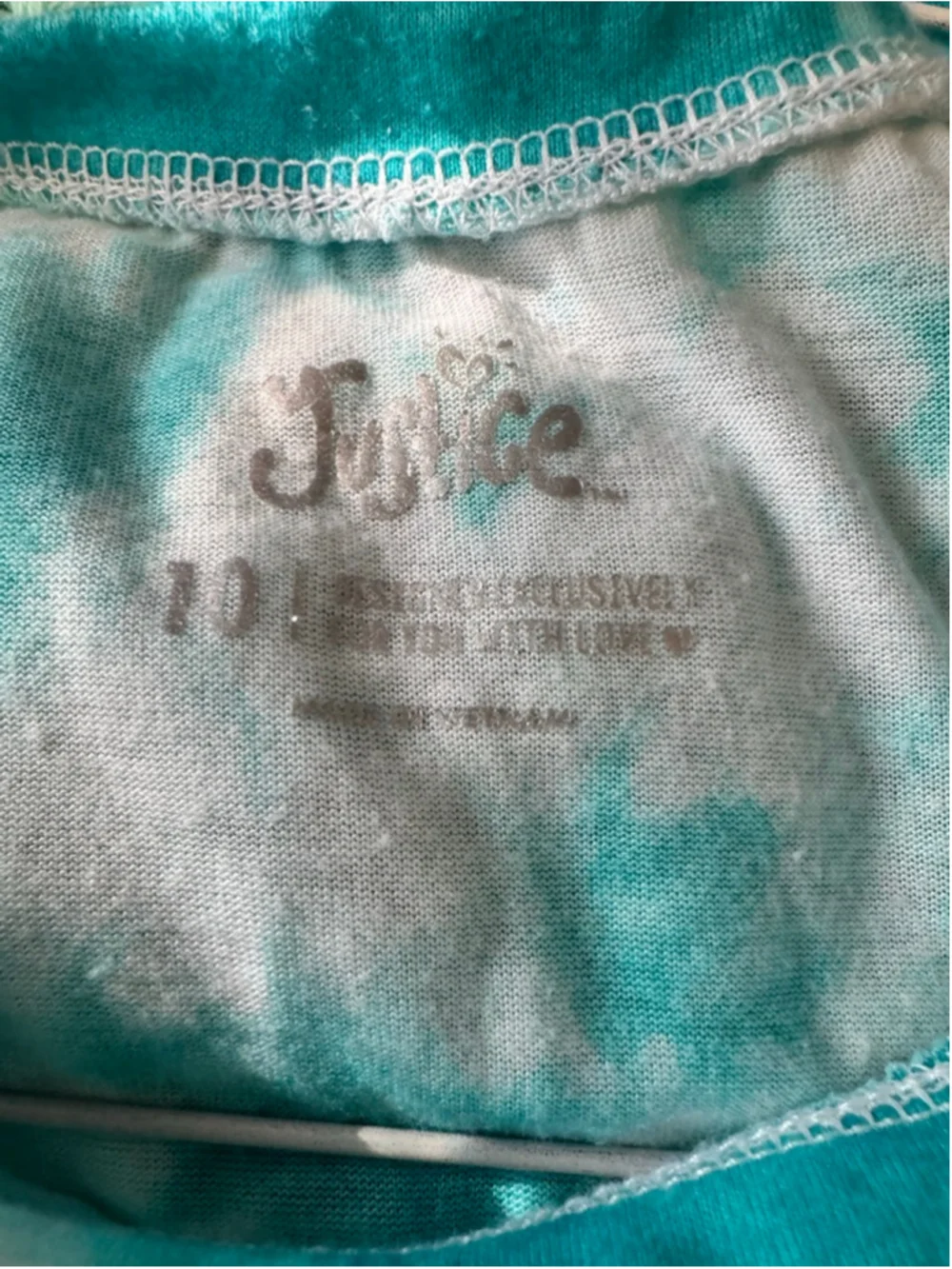 Girls Justice Teal White Tie-Dye Glitter Tank Top Size 10